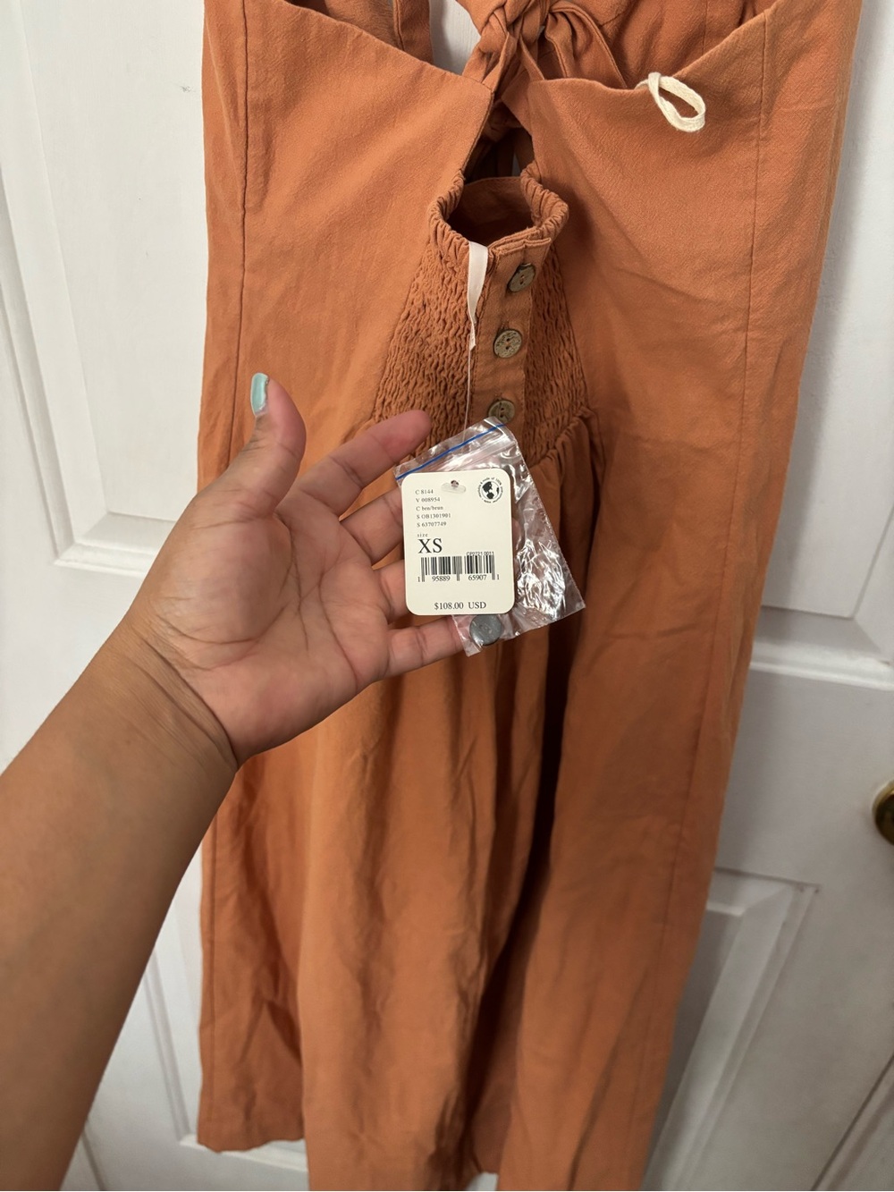 Free People Rust Tie-Front Midi Dress - Picture 6 of 6